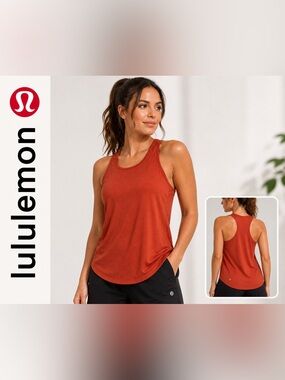 Lululemon Mesh Racerback Tank Top Athletic Women's Medium Rust Color Yoga Run